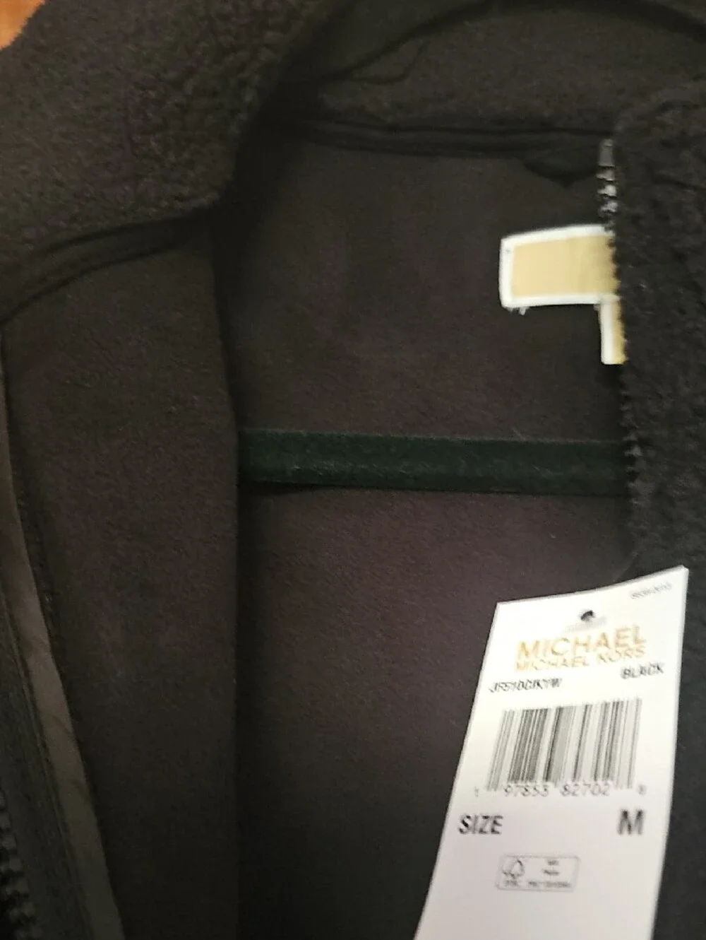 Michael Kors Black Logo Jacquard Sherpa Jacket